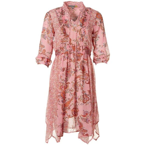 NWT Figueroa & Flower MIDI Dress Size M SLIP Paisley V-NECK 3/4 Sleeves 2 PIECE - Picture 1 of 11